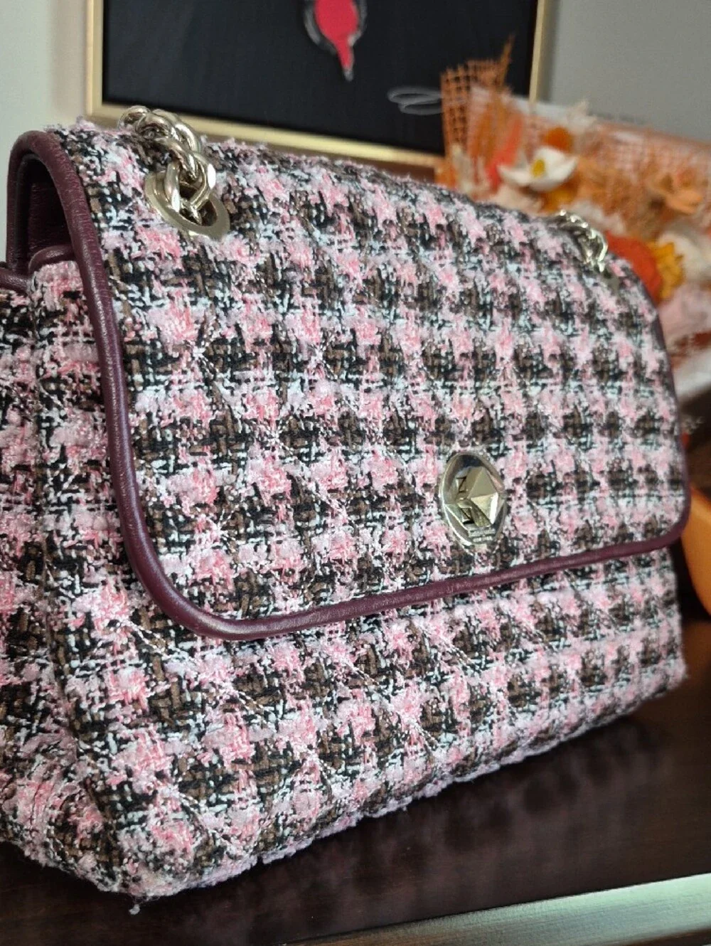 Kate Spade Tweed Chain And Leather Bag